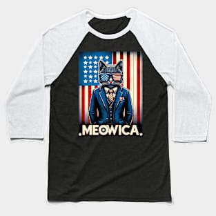 Meowica Cat 4th of July Baseball T-Shirt